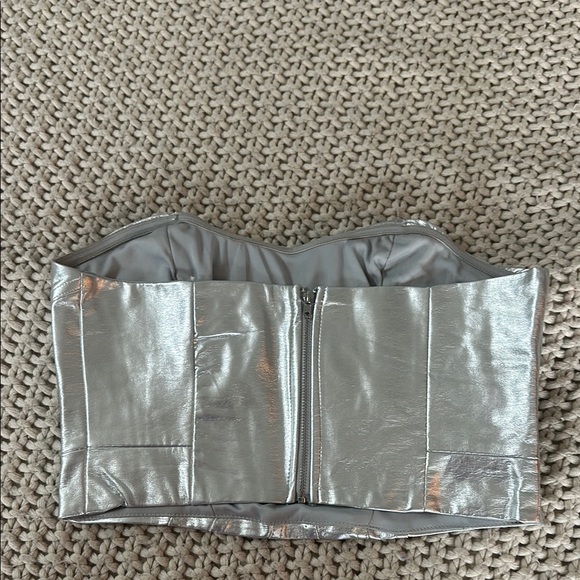 Silver Metallic Bustier Top - Picture 2 of 3